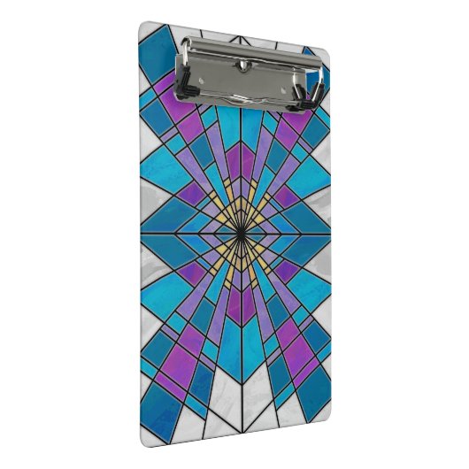 Stain Glass Ray Blue en Paars Mini Klembord (Schuin)