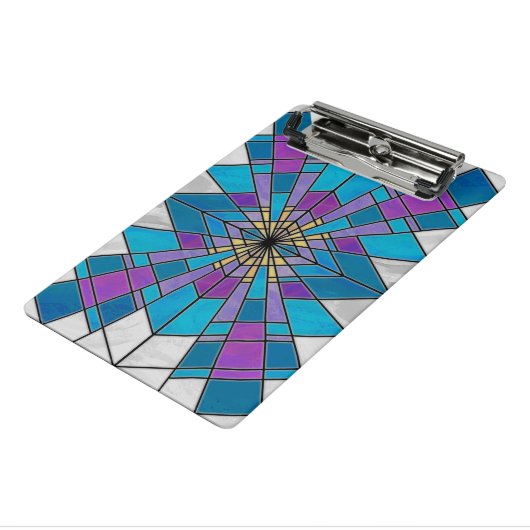 Stain Glass Ray Blue en Paars Mini Klembord (Angled3)