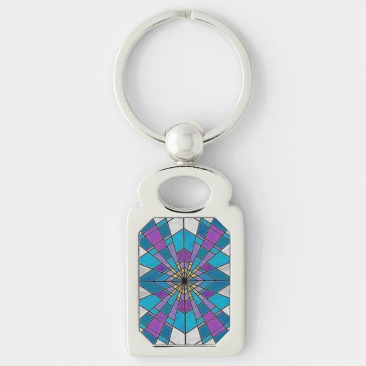 Stain Glass Ray Blue en Paars Sleutelhanger (Voorkant)