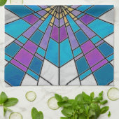 Stain Glass Ray Blue en Paars Theedoek (Gevouwen)