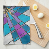 Stain Glass Ray Blue en Paars Theedoek (Quarter Fold)