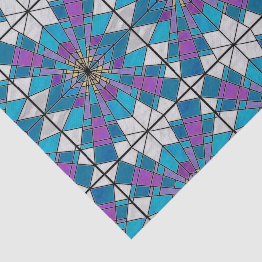 Stain Glass Ray Blue en Paars Tissuepapier (Detail)