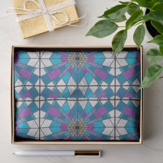 Stain Glass Ray Blue en Paars Tissuepapier (Geschenk)