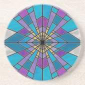 Stain Glass Ray Blue en Paars Zandsteen Onderzetter (Voorkant)