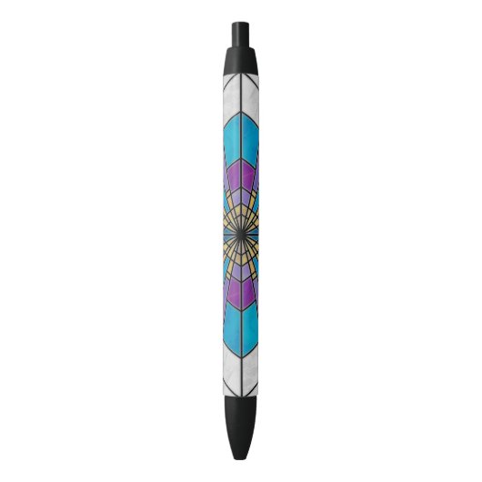 Stain Glass Ray Blue en Paars Zwarte Inkt Pen (Voorkant Verticaal)