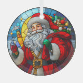 Stain Glass Santa Claus Glas Ornament (Voorkant)