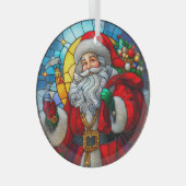 Stain Glass Santa Claus Glas Ornament (Voorkant Rechts)