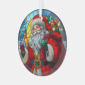 Stain Glass Santa Claus Glas Ornament (Voorkant links)