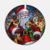 Stain Glass Sinterklaas en rendieren Glas Ornament (Achterkant)