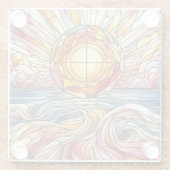 Stain Glass Sunset Ocean Glazen Onderzetter (Achterkant)