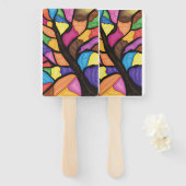 Stain glass tree art  handwaaier (Voorkant en achterkant)