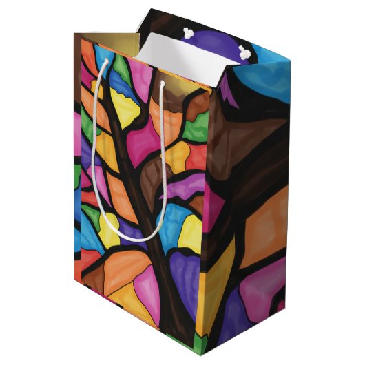Stain glass tree art  medium cadeauzakje (Achterkant Gekanteld)