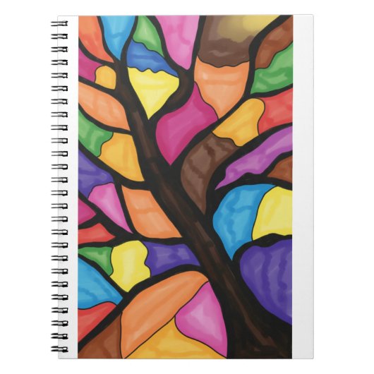 Stain glass tree art  notitieboek (Voorkant)