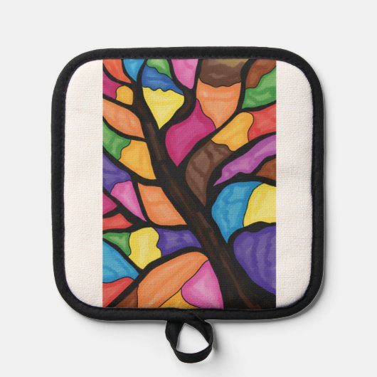 Stain glass tree art  pannenlap (Voorkant)