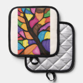 Stain glass tree art  pannenlap (Voorkant / Achterkant)