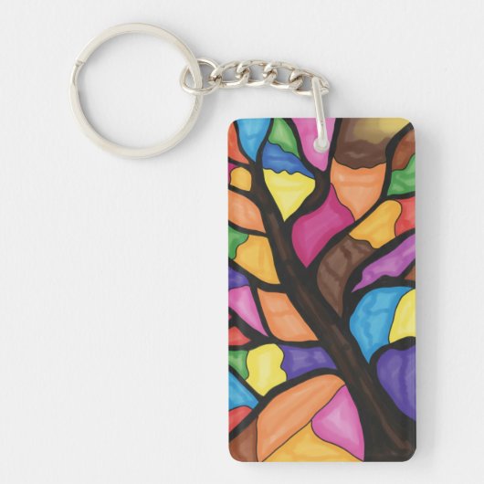 Stain glass tree art  sleutelhanger (Voorkant)