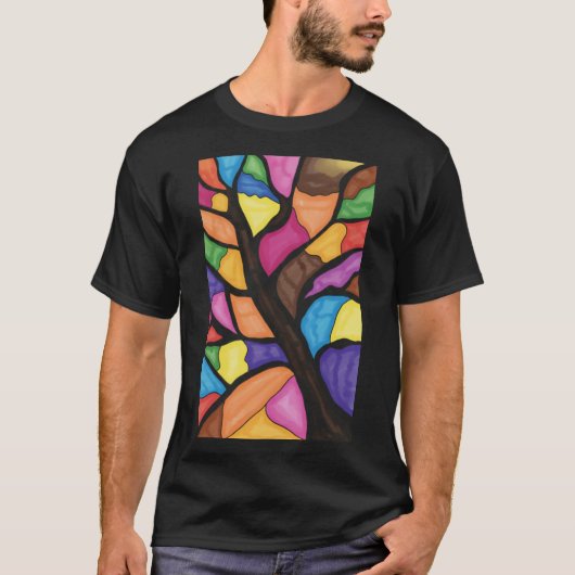 Stain glass tree art  t-shirt (Voorkant)
