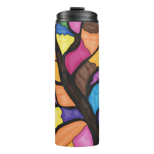 Stain glass tree art  thermosbeker (Voorkant)