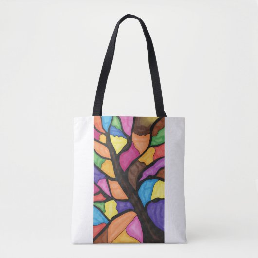 Stain glass tree art  tote bag (Voorkant)