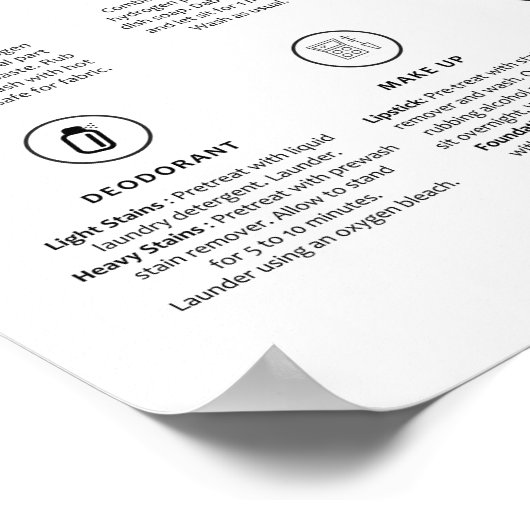 Stain Removal Laundry Symbols Guide Care Poster (Hoek)