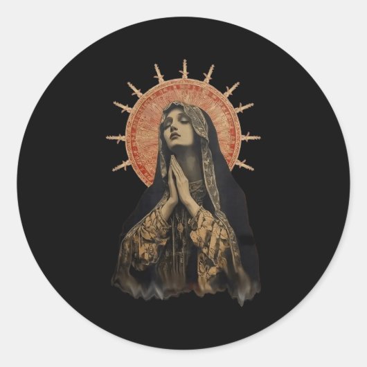 Stained Gl Prayer Faith  Ronde Sticker (Voorkant)
