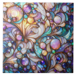 Stained glass abstract colourful tegeltje