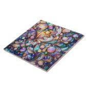 Stained glass abstract colourful tegeltje (Zijkant)
