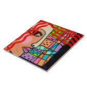 Stained Glass Abstract Digital Painting Tegeltje (Zijkant)