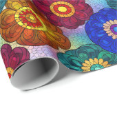 Stained Glass Abstract Red Green Blue Orange Cadeaupapier (Rol Hoek)