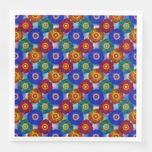 Stained Glass Abstract Red Green Blue Orange Servet (Voorkant)