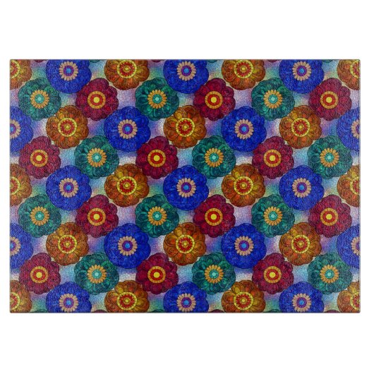 Stained Glass Abstract Red Green Blue Orange Snijplank (Voorkant)