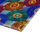 Stained Glass Abstract Red Green Blue Orange Snijplank (Hoek)