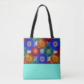 Stained Glass Abstract Red Green Blue Orange Tote Bag (Voorkant)