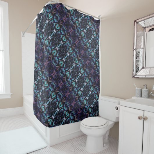 Stained Glass Acrylic Pour Inspired Shower Curtain Douchegordijn (In situ)