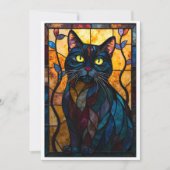 Stained Glass Animal Rescue Organization Black Cat Bedankkaart (Voorkant)