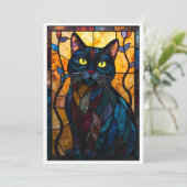 Stained Glass Animal Rescue Organization Black Cat Bedankkaart (Staand voorkant)