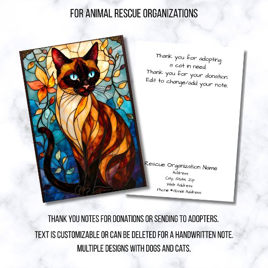 Stained Glass Animal Rescue Organization Cat Bedankkaart