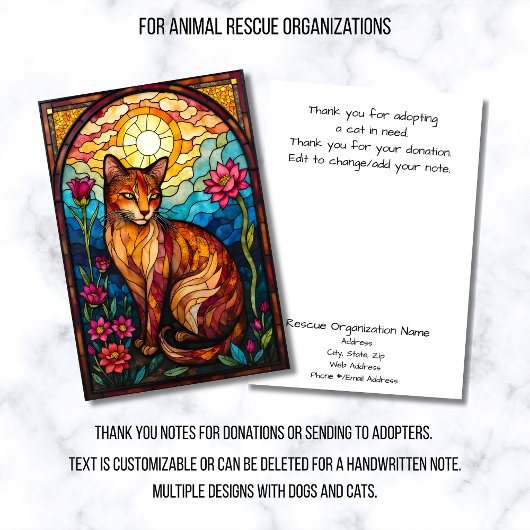 Stained Glass Animal Rescue Organization Flat Bedankkaart