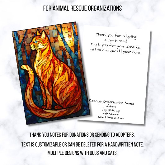 Stained Glass Animal Rescue Organization OrangeCat Bedankkaart