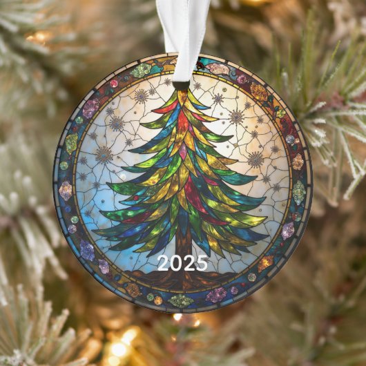 Stained Glass Art Christmas Tree Ornament (Boom)