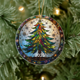 Stained Glass Art Christmas Tree Ornament