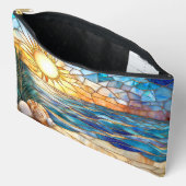 Stained Glass Beach Sunset Accessory Pouch Etui (Open)