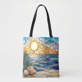 Stained Glass Beach Sunset Tote Bag (Voorkant)