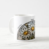 Stained Glass Birth Flower April Daisy Name Koffiemok (Voorkant links)