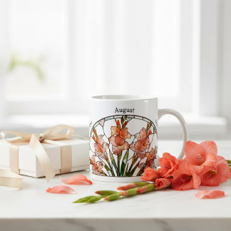 Stained Glass Birth Flower August Gladiolus Name Koffiemok