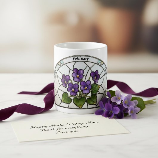 Stained Glass Birth Flower February Violet Name Koffiemok
