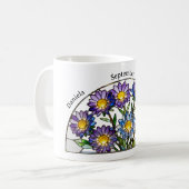 Stained Glass Birth Flower September Aster Name Koffiemok (Voorkant links)