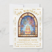 Stained Glass Birthday Party Cake Tarot Card Kaart (Voorkant)