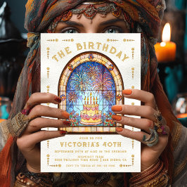 Stained Glass Birthday Party Cake Tarot Card Kaart