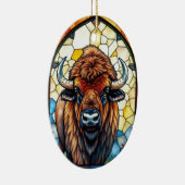Stained Glass Bison Buffalo Tribal Animal Art Keramisch Ornament (Rechts)